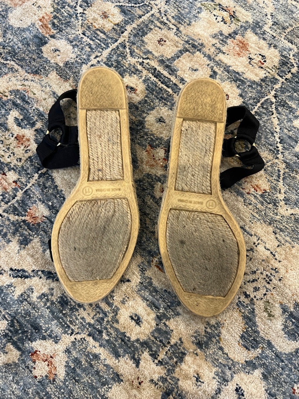 Ralph Lauren Black Espadrille Ankle-Strap Wedge Sandals - Picture 8 of 11